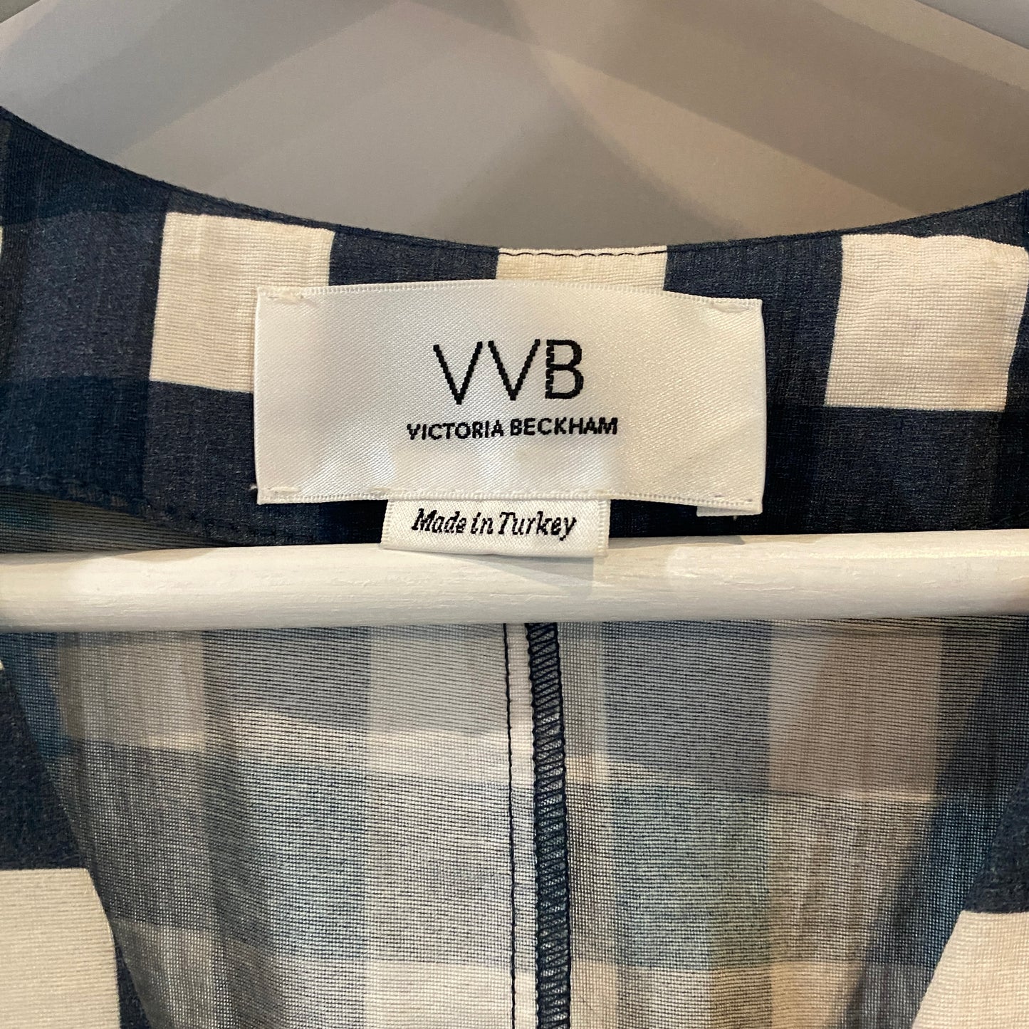 Victoria Beckham blue check maxi dress size 8