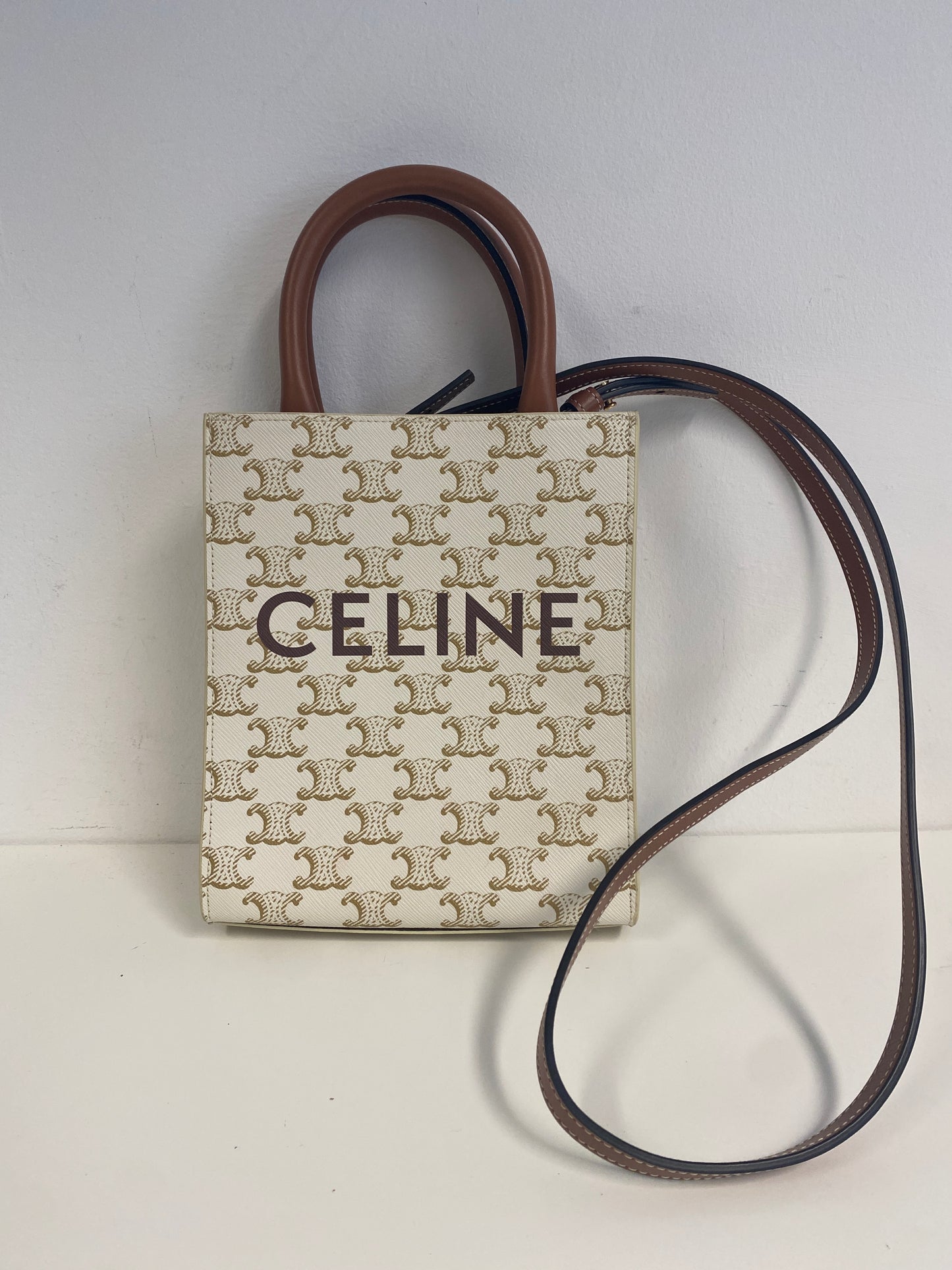 Triomphe Canvas Calfskin Mini Vertical Cabas