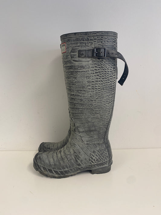 Jimmy Choo x Hunter grey Wellington boots size 3