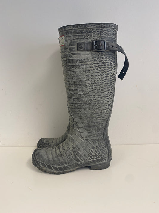 Jimmy Choo x Hunter grey Wellington boots size 3