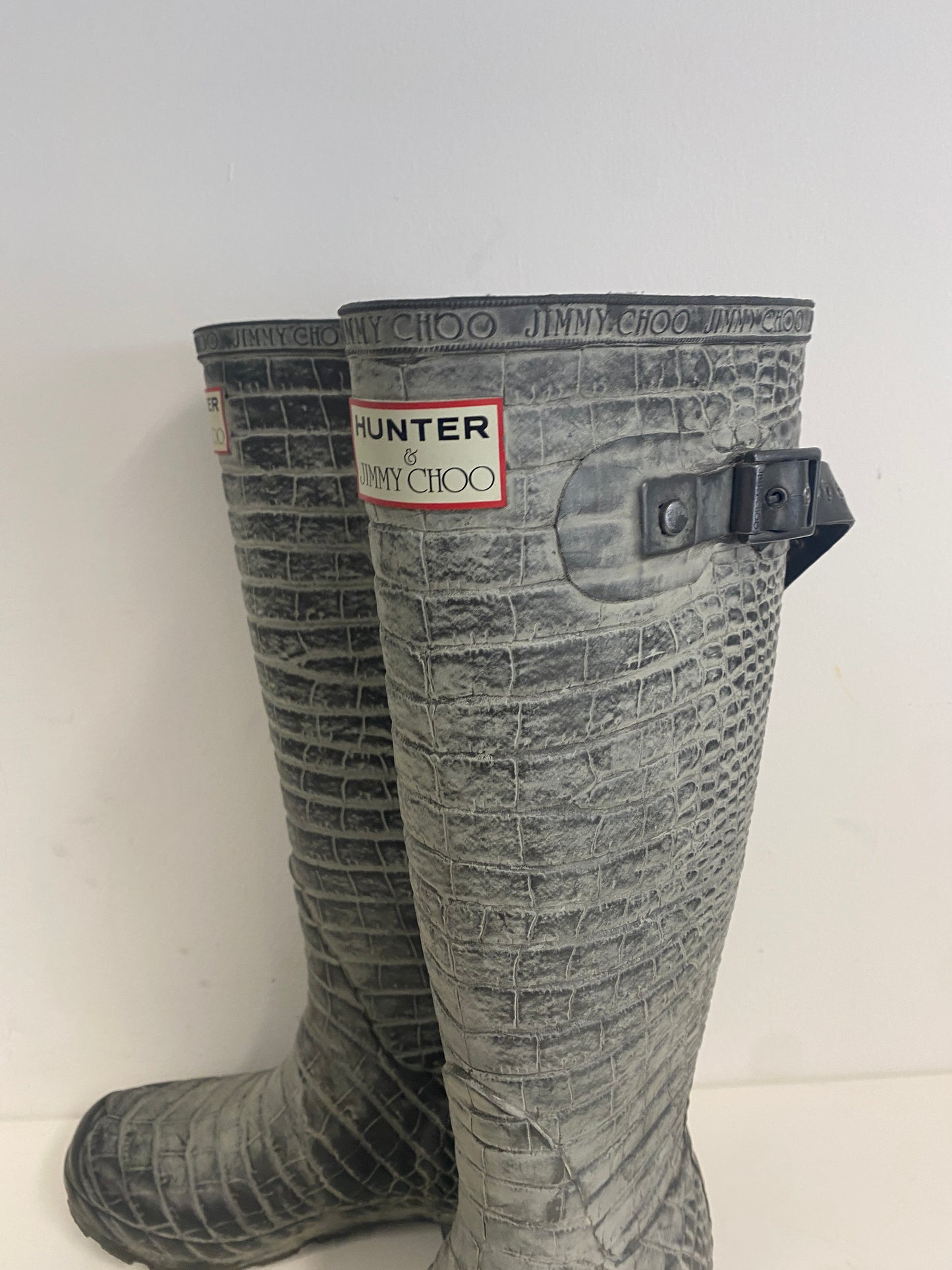 Jimmy Choo x Hunter grey Wellington boots size 3