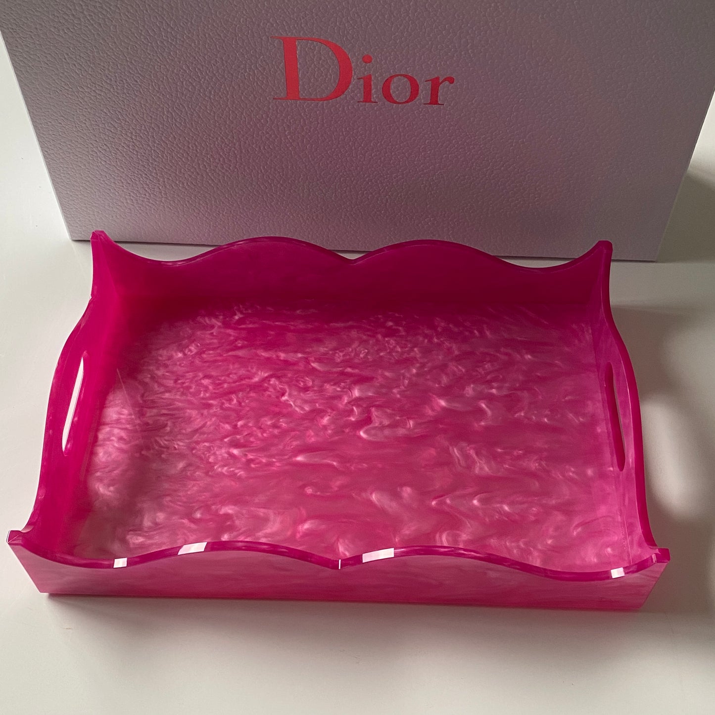 DIOR PINK RESIN TRINKET TRAY - BOXED