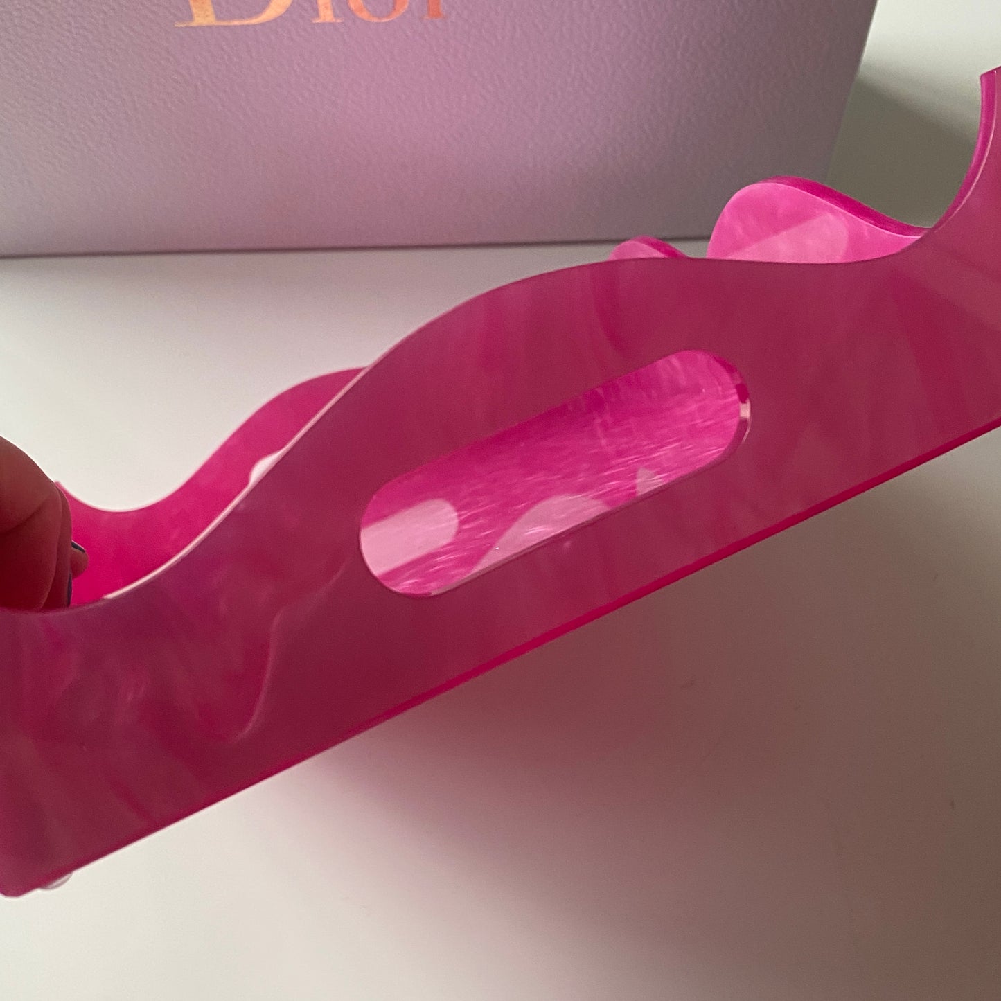 DIOR PINK RESIN TRINKET TRAY - BOXED