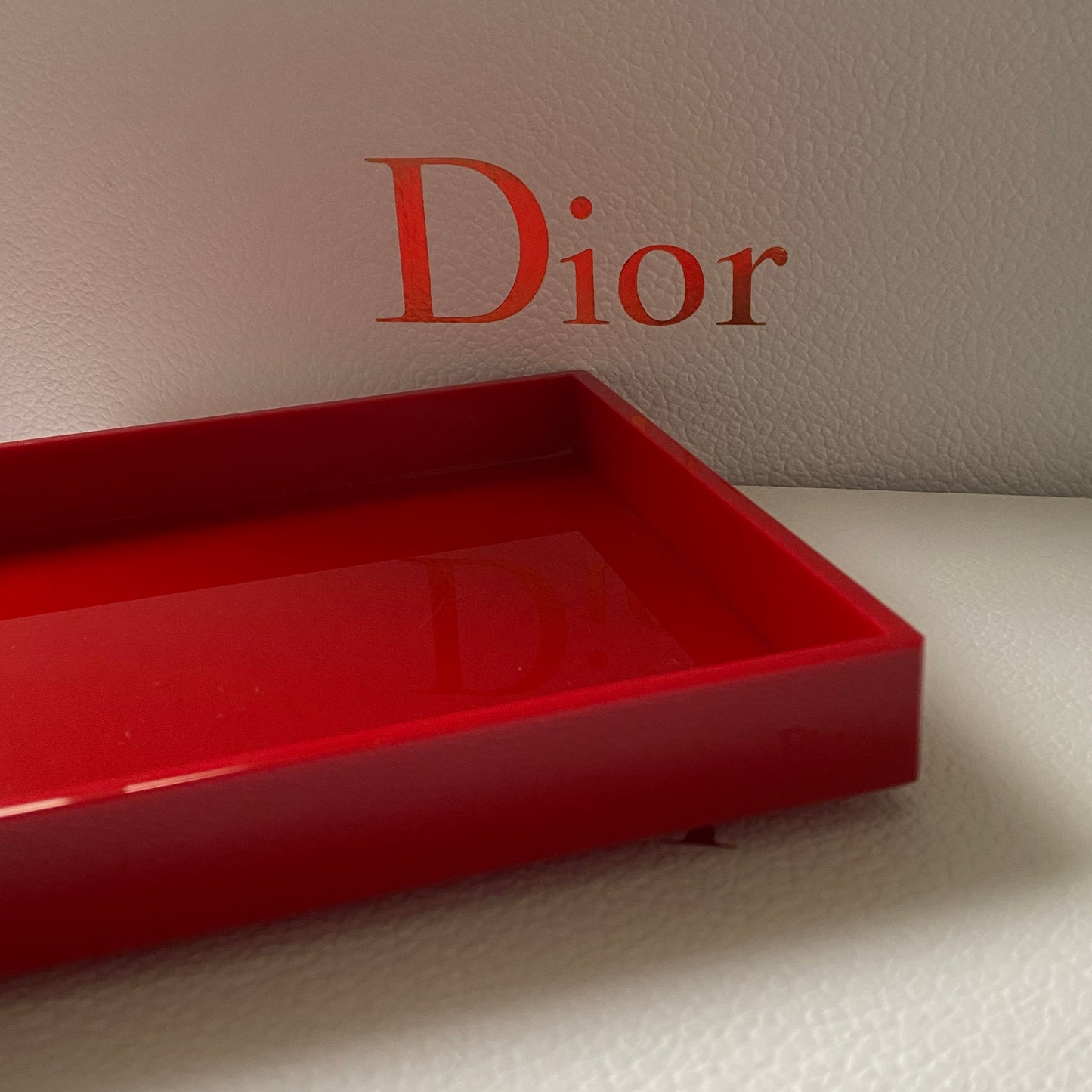 DIOR RED RESIN TRINKET TRAY  - BOXED