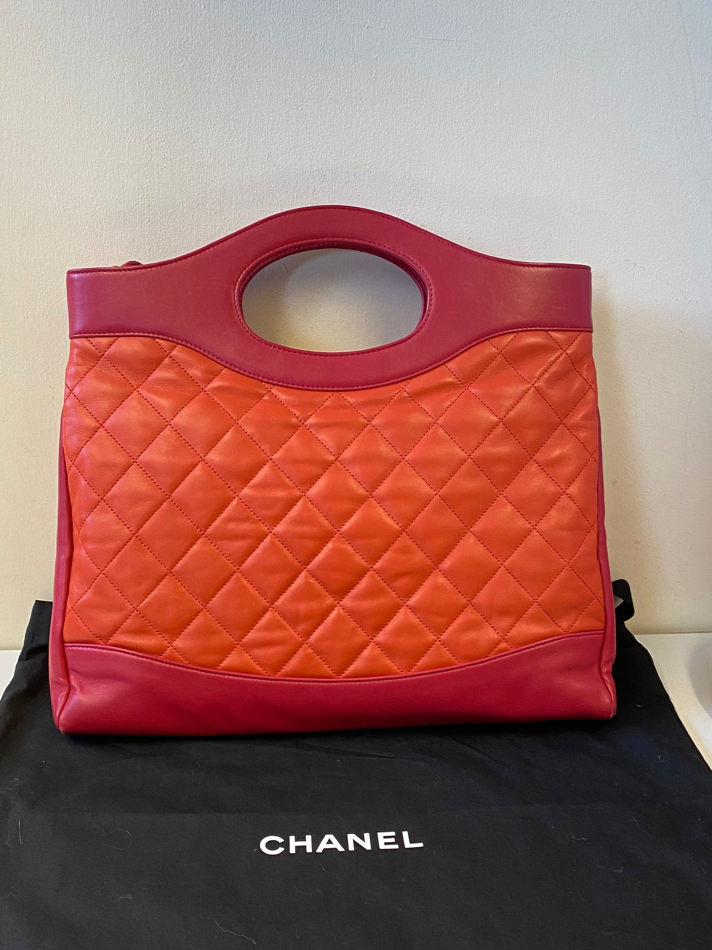 Chanel Orange & Pink Lambskin leather Chanel 31 Shopping Tote Bag
