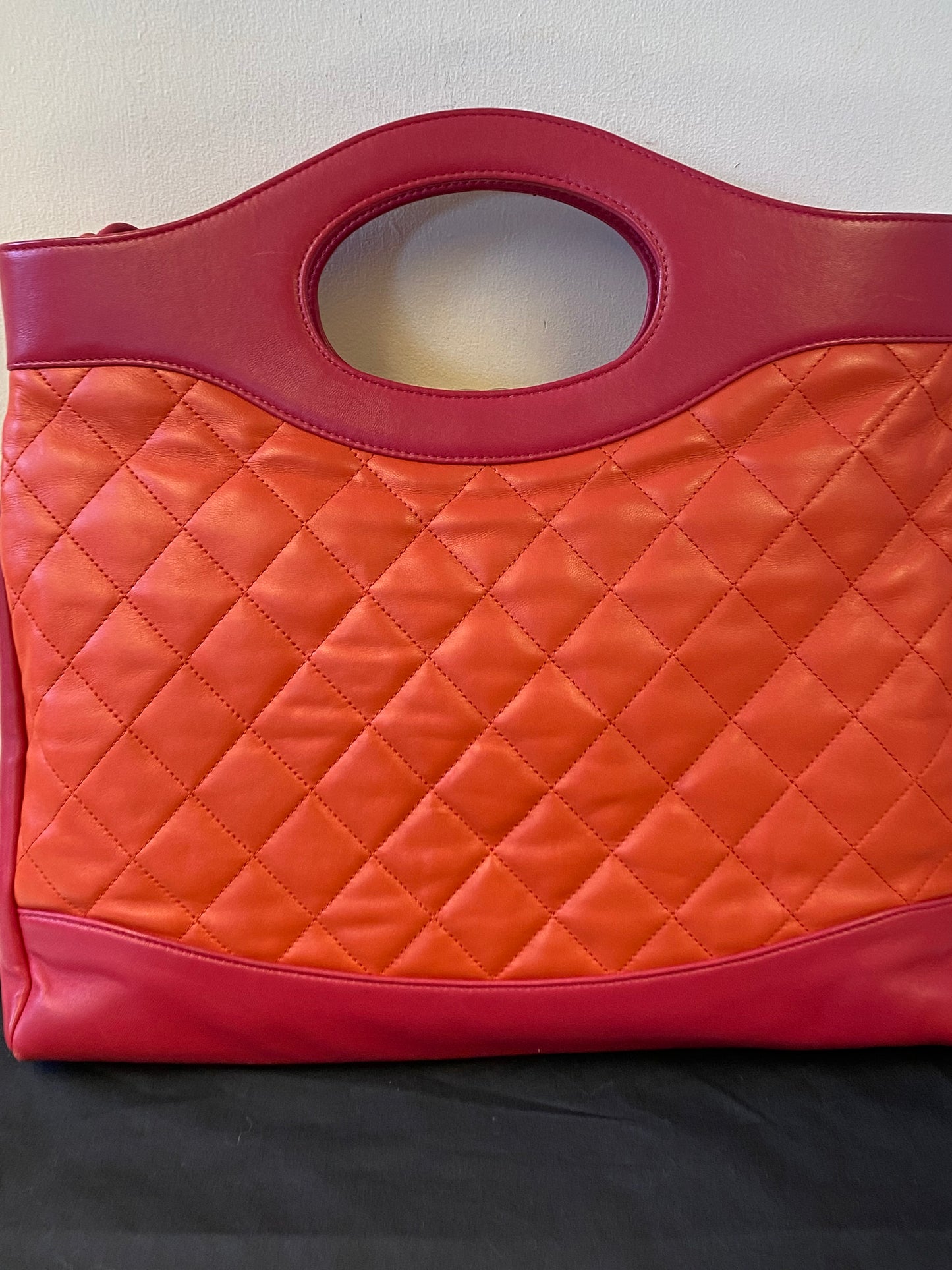 Chanel Orange & Pink Lambskin leather Chanel 31 Shopping Tote Bag