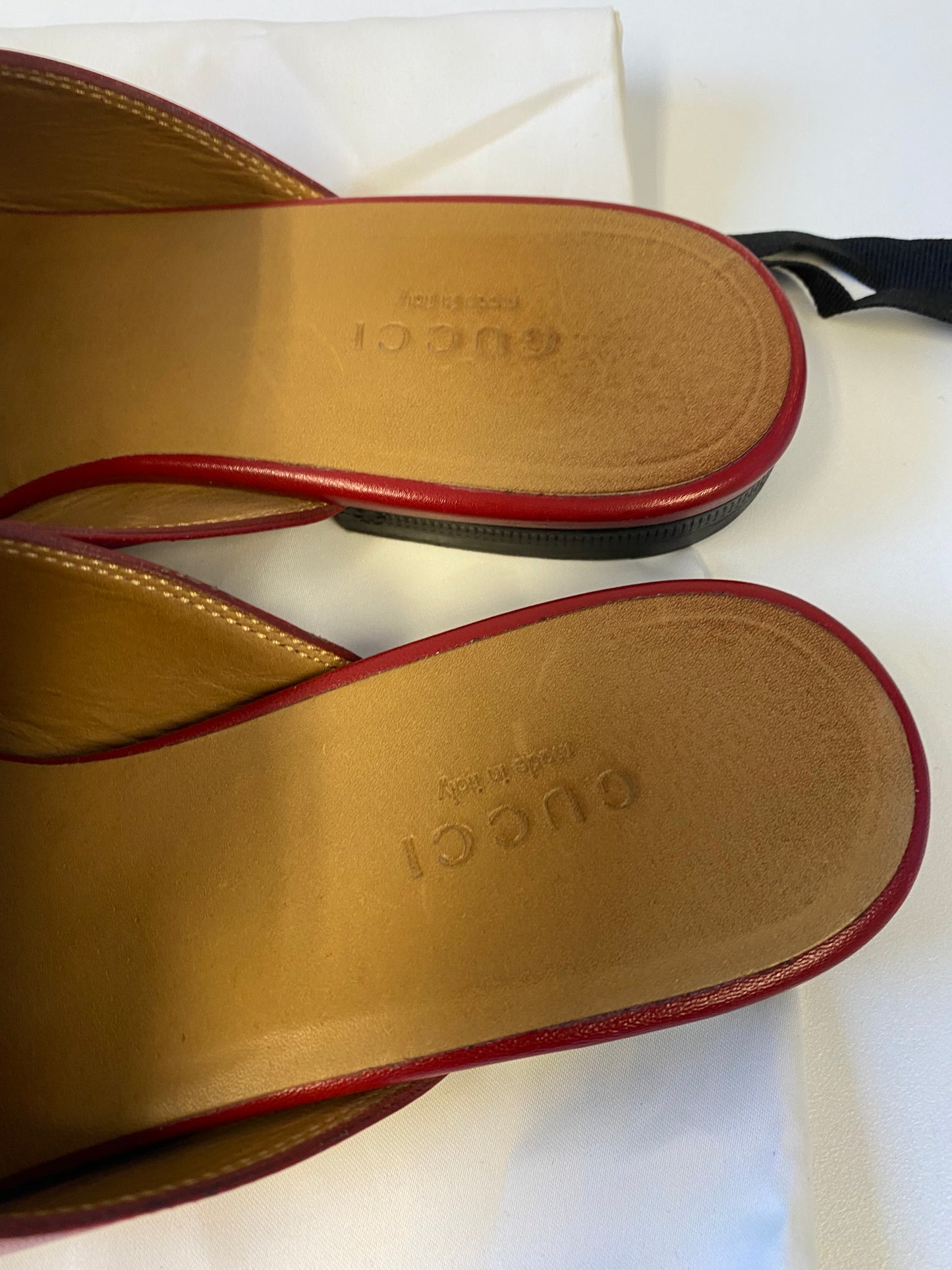 GUCCI RED LEATHER PRINCETOWN SLIPPERS / SHOES SIZE 36 UK 3