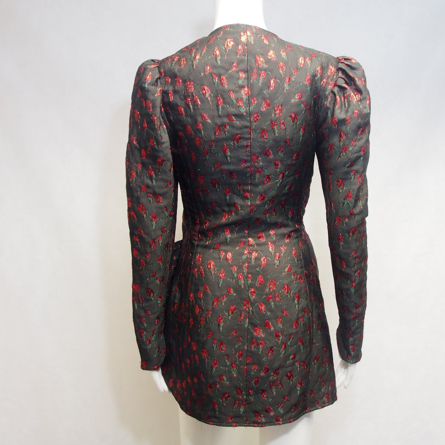 THE ATTICO BLACK AND RED FLORAL PATTERNED WRAP DRESS - SIZE 40 uk 8
