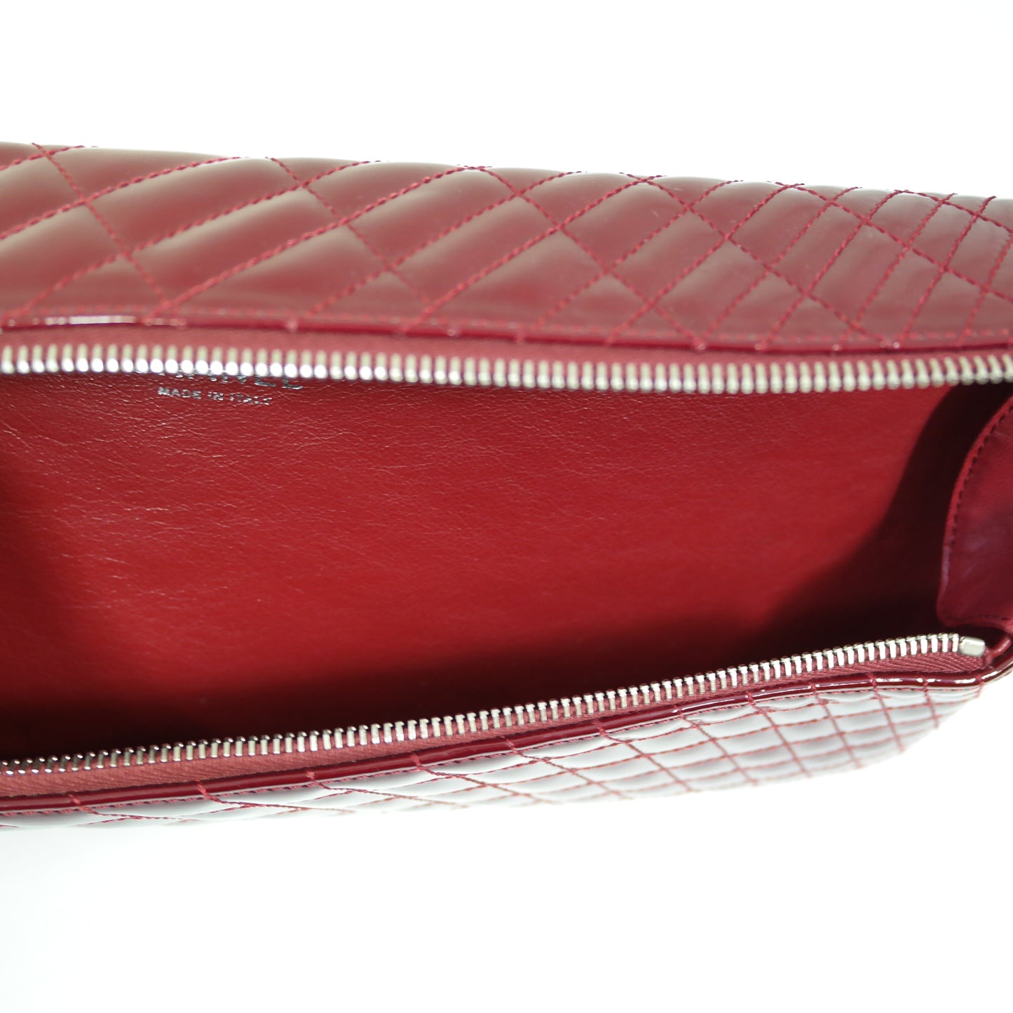 CHANEL Red Patent Calfskin Geometric Quilted Large Kaleidoscope Clutch Bag