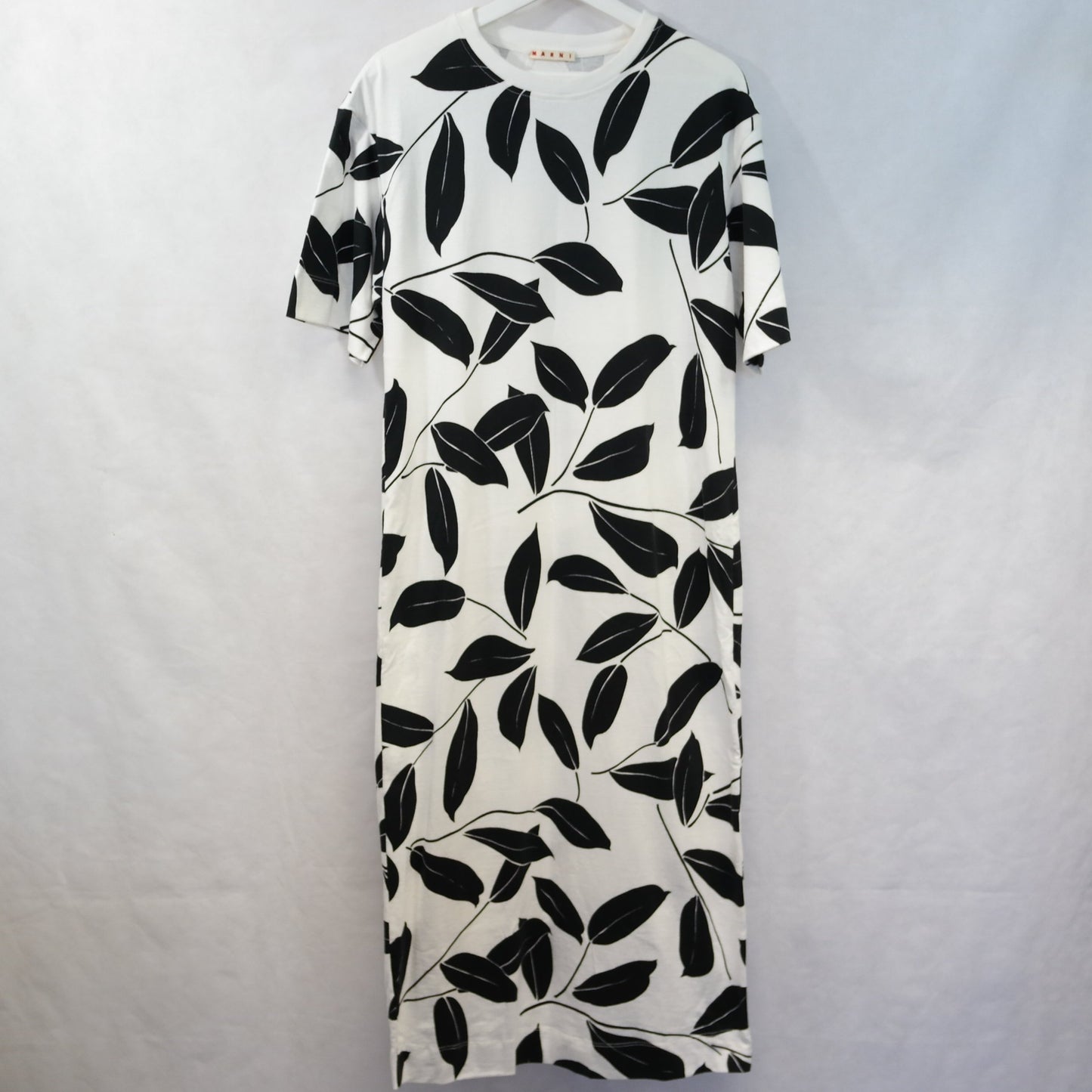 MARNI BLACK AND WHITE LEAF PRINT DRESS SIZE 40 UK 10